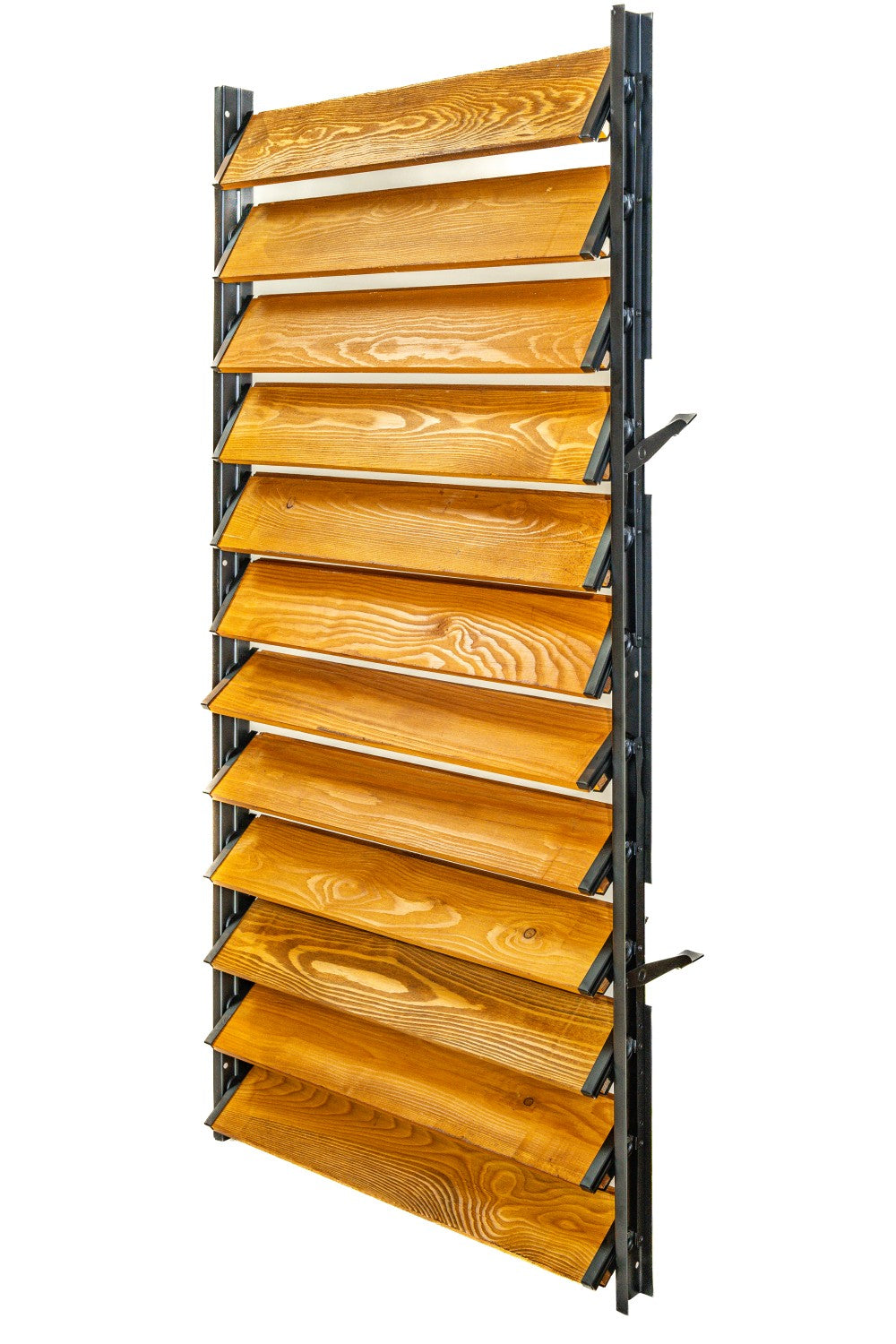 FLEX-WOOD® Terrassen Jalousie - Stahl-Mechanismus & Holz-Lamellen 120 cm Set