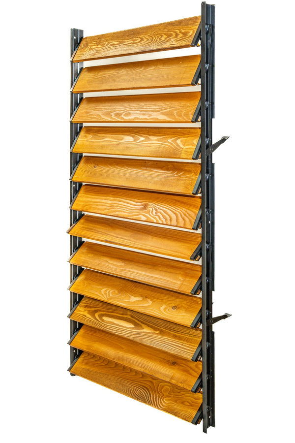 FLEX-WOOD® Terrassen Jalousie - Stahl-Mechanismus & Holz-Lamellen 120 cm Set