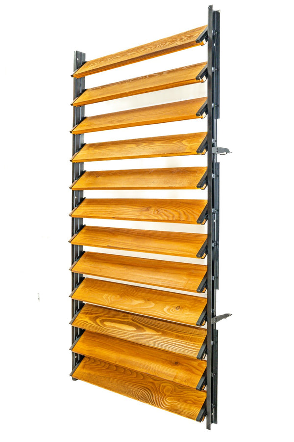 FLEX-WOOD® Terrassen Jalousie - Stahl-Mechanismus & Holz-Lamellen 120 cm Set