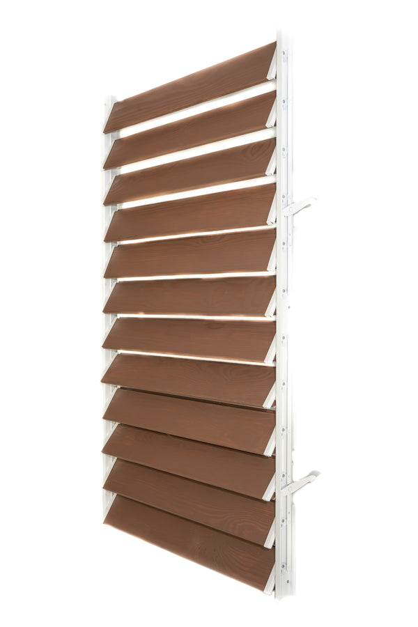 FLEX-WOOD® Terrassen Jalousie - Stahl-Mechanismus & Holz-Lamellen 120 cm Set