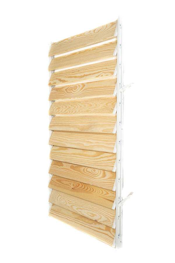 FLEX-WOOD® Terrassen Jalousie - Stahl-Mechanismus & Holz-Lamellen 120 cm Set