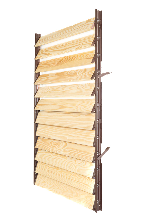 FLEX-WOOD® Terrassen Jalousie - Stahl-Mechanismus & Holz-Lamellen 120 cm Set