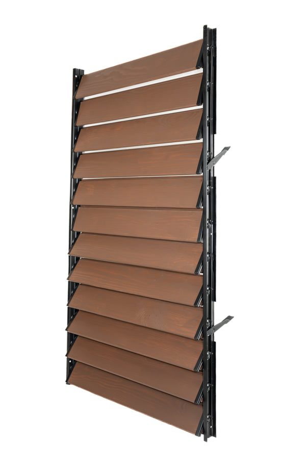 FLEX-WOOD® Terrassen Jalousie - Stahl-Mechanismus & Holz-Lamellen 120 cm Set