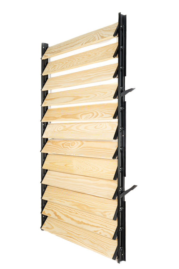 FLEX-WOOD® Terrassen Jalousie - Stahl-Mechanismus & Holz-Lamellen 120 cm Set