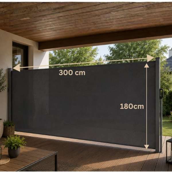 Seitenmarkise ausziehbar 180 × 300 cm – Anthrazit
