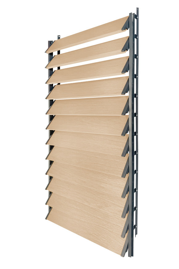 FLEX-WOOD® Terrasjaloezie - Stalen mechanisme & houten lamellen 120 cm set