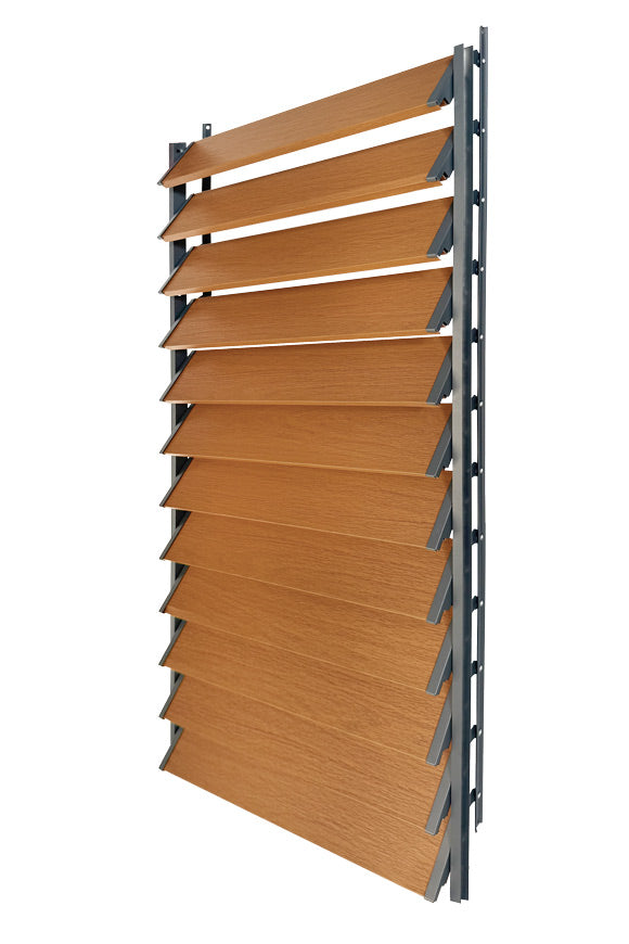 FLEX-WOOD® Terrasjaloezie - Stalen mechanisme & houten lamellen 120 cm set