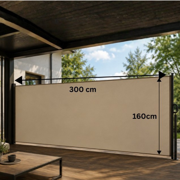 Seitenmarkise ausziehbar 160 × 300 cm – Beige