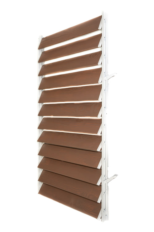FLEX-WOOD® Terrassen Jalousie - Alu-Mechanismus & Holz-Lamellen 120 cm Set