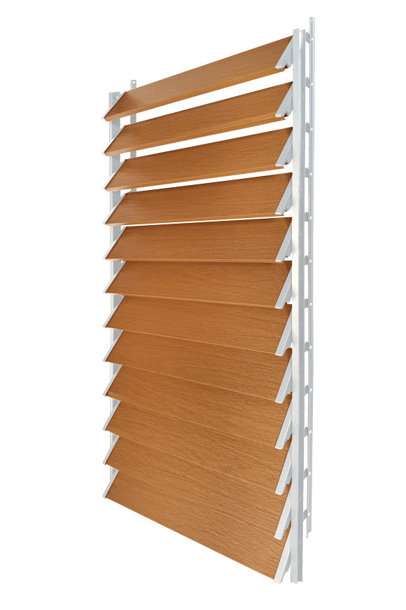 FLEX-WOOD® Terrasjaloezie - Stalen mechanisme & houten lamellen 120 cm set