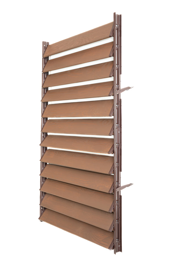 FLEX-WOOD® Terrassen Jalousie - Alu-Mechanismus & Holz-Lamellen 120 cm Set