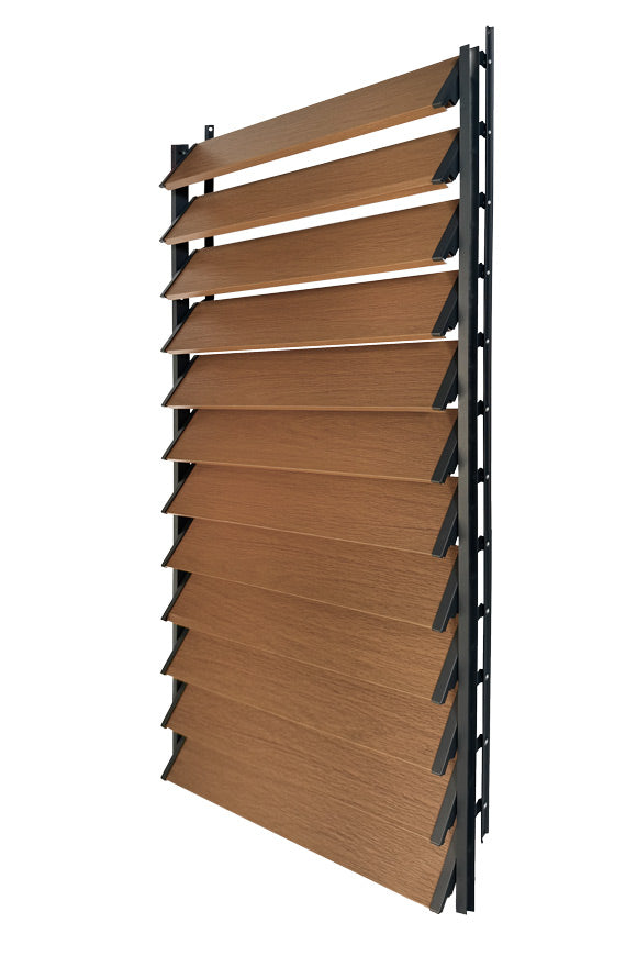 FLEX-WOOD® Terrasjaloezie - Stalen mechanisme & houten lamellen 120 cm set