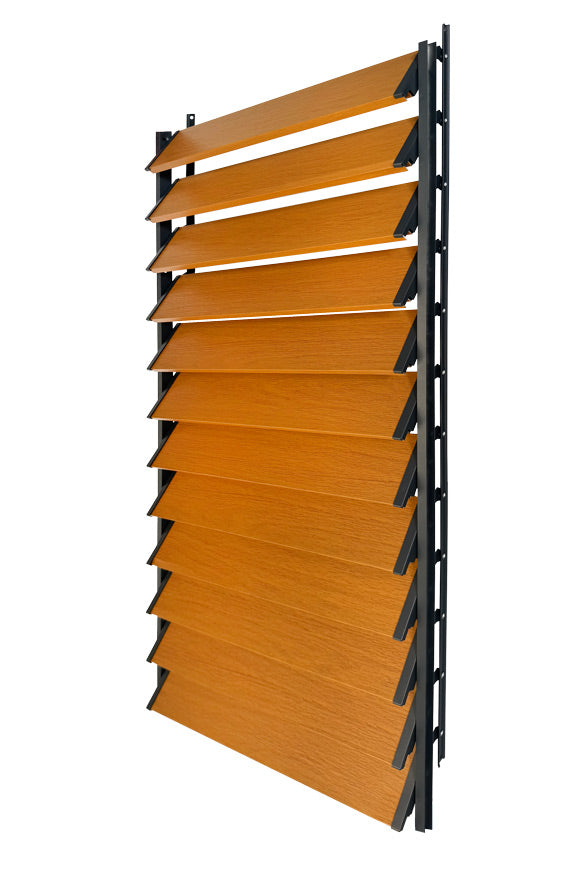 FLEX-WOOD® Terrasjaloezie - Stalen mechanisme & houten lamellen 120 cm set