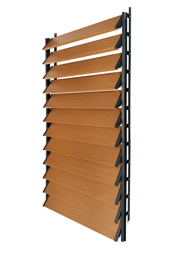 FLEX-WOOD® Terrasjaloezie - Stalen mechanisme & houten lamellen 120 cm set