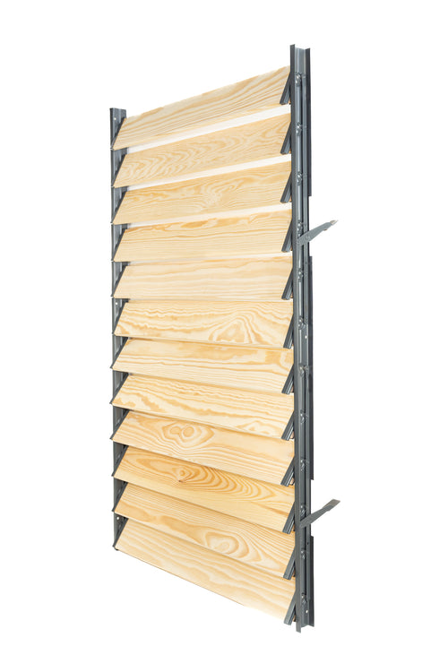 FLEX-WOOD® Terrassen Jalousie - Stahl-Mechanismus & Holz-Lamellen 120 cm Set